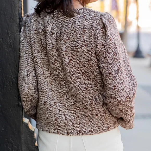 Voy Brown and Cream Tweed Jacket Medium New - Picture 6 of 6